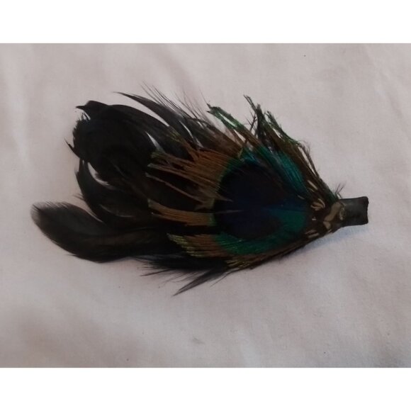 Peacock Feather Hair Clip Barrette With Natural Plumage - Picture 1 of 3